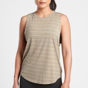 Athleta Cloudlight Striped Muscle Tank Top in Whisper Stripe Shadow Olive